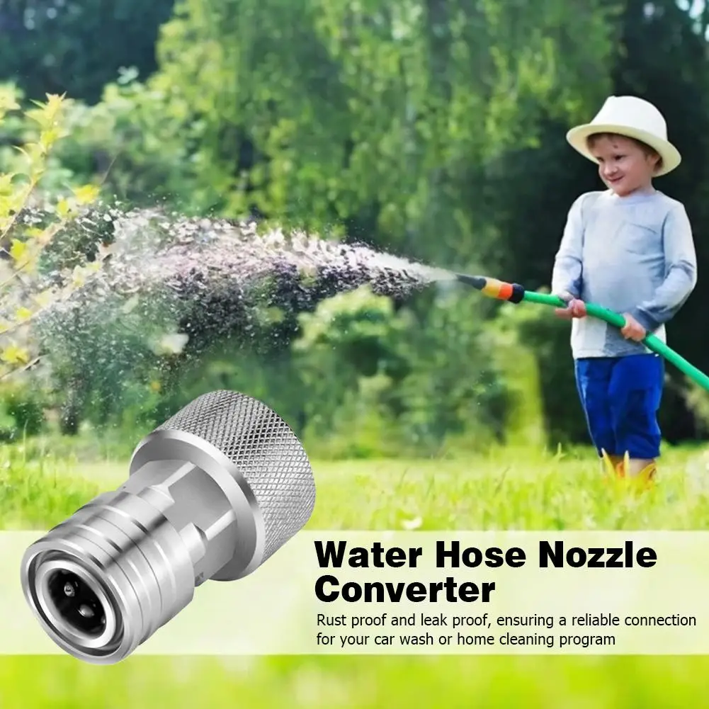 Garden Hose to Pressure Washer Adapter 3/4 GHT to 1/4 Quick Connect Convert Water Hose to Power Washer Connector Stainless Steel