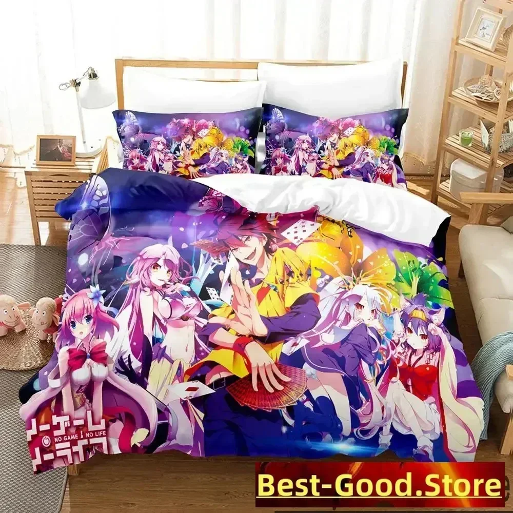 

3D Print Anime No Game No Life Bedding Set Boys Girls Twin Queen King Size Duvet Cover Pillowcase Bed boys Adult