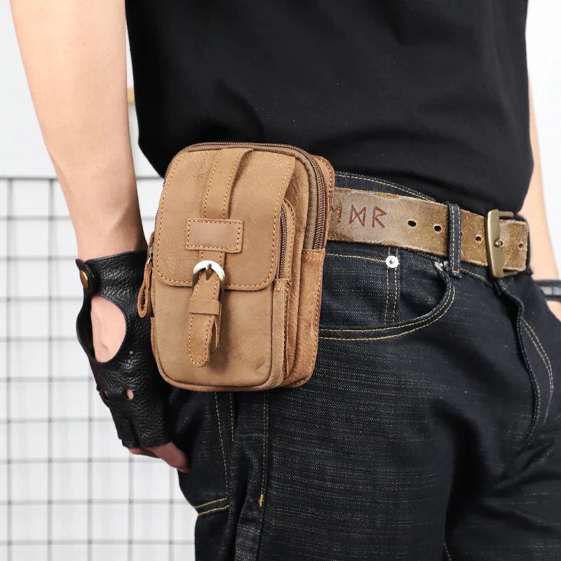 

Casual Genuine Leather Waist Packs Fit For 6.7 Inch Phone Waist Belt Bag Multifunctional Money Bag Waist Pouch Bum Fanny Pack