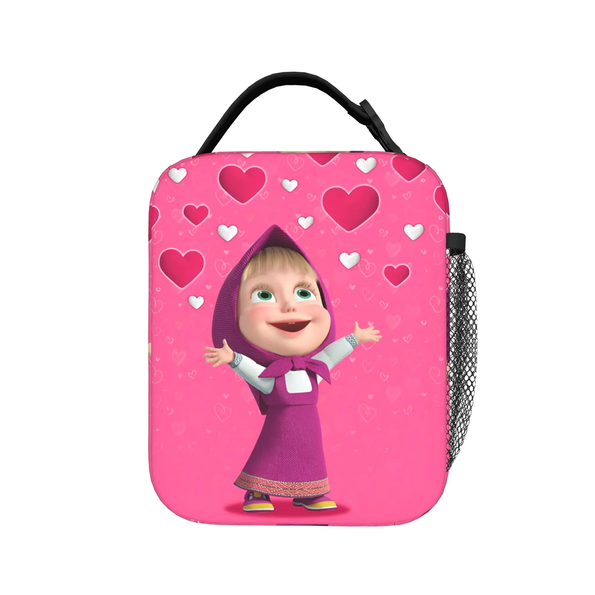 Cartoon M-Masha and Bear Thermal Insulated Lunch Bag for Travel  Portable Food Bag Container Thermal Cooler Lunch Box