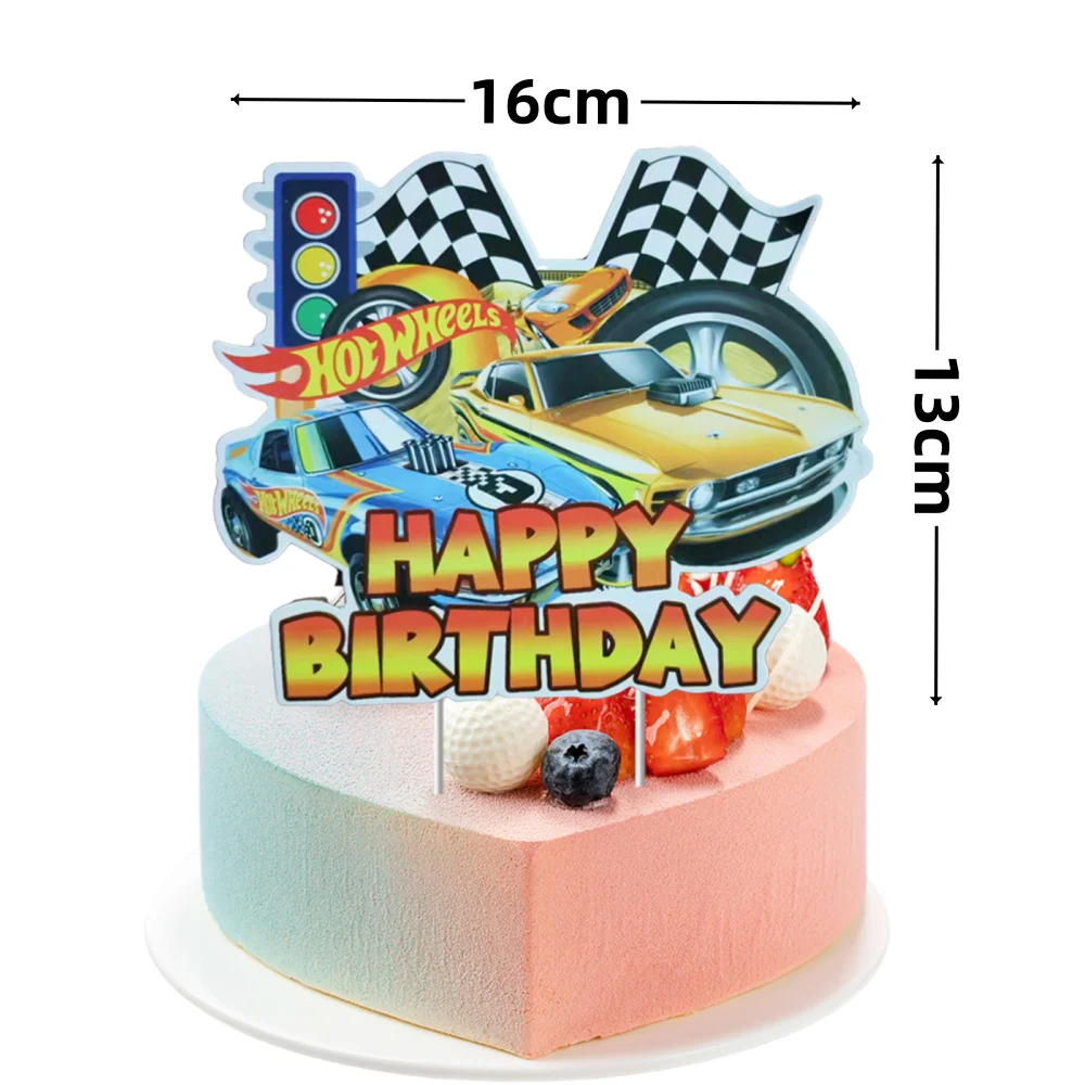 25 szt. Hot wheels ozdoby na tort samochód wyścigowy toppery do ciast na dekoracja Baby Shower urodzinowe dla chłopca