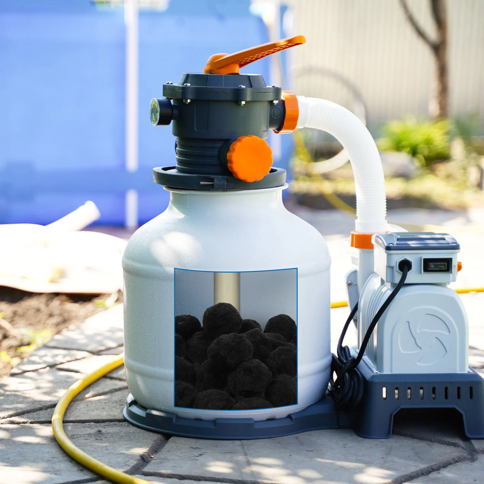 1 bolsa de bolas filtrantes, medios de filtro de piscina de acuario reemplazables de alta densidad para pecera, filtros de arena prácticos portátiles