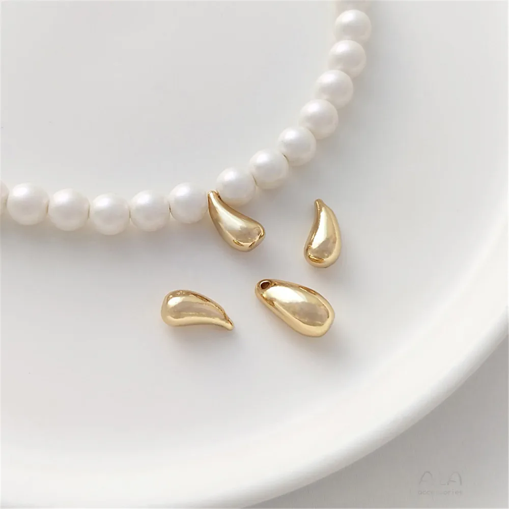 

14K Gold Wrapped Smooth Water Droplet Suspended Pearl Crescent Pendant Handmade DIY Pearl Necklace Earring Pendant Accessories