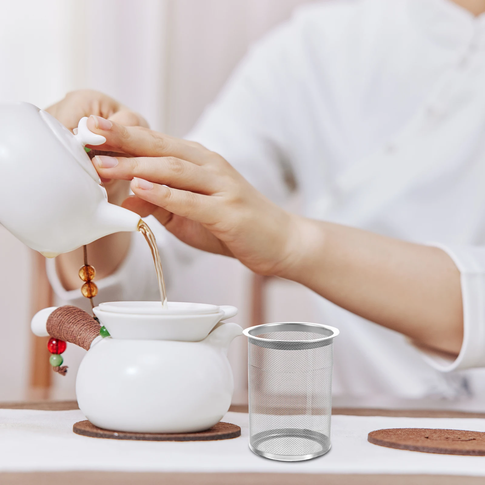 

1 шт., сетчатый фильтр для чая из нержавеющей стали для заварки листового чая, сменный чайник, кухонные принадлежности