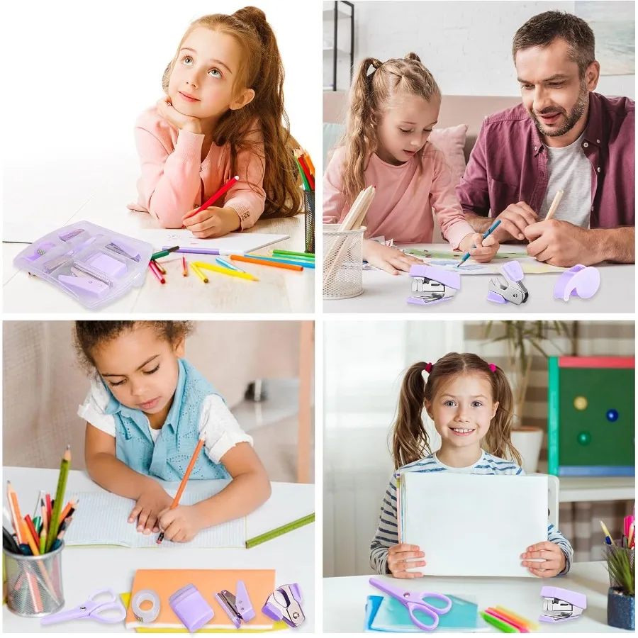 8-упаковка мини-наборов канцелярских товаров, мини-школьные принадлежности Iludes, мини-степлер Scisso, устройство для удаления скоб, точилка Puher Peil, диспенсер для ленты