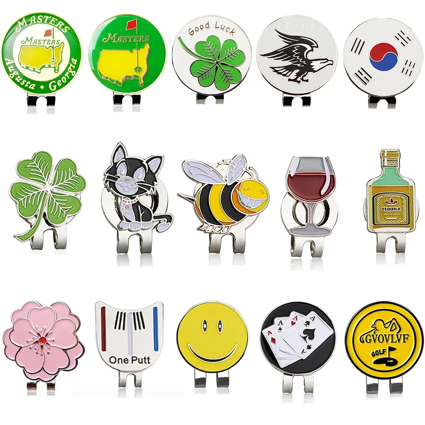 

Kinds of Different Design Golf Marker W Golf Hat Clip Clamp Golf Ball Mark Animals Wine Cup Flag