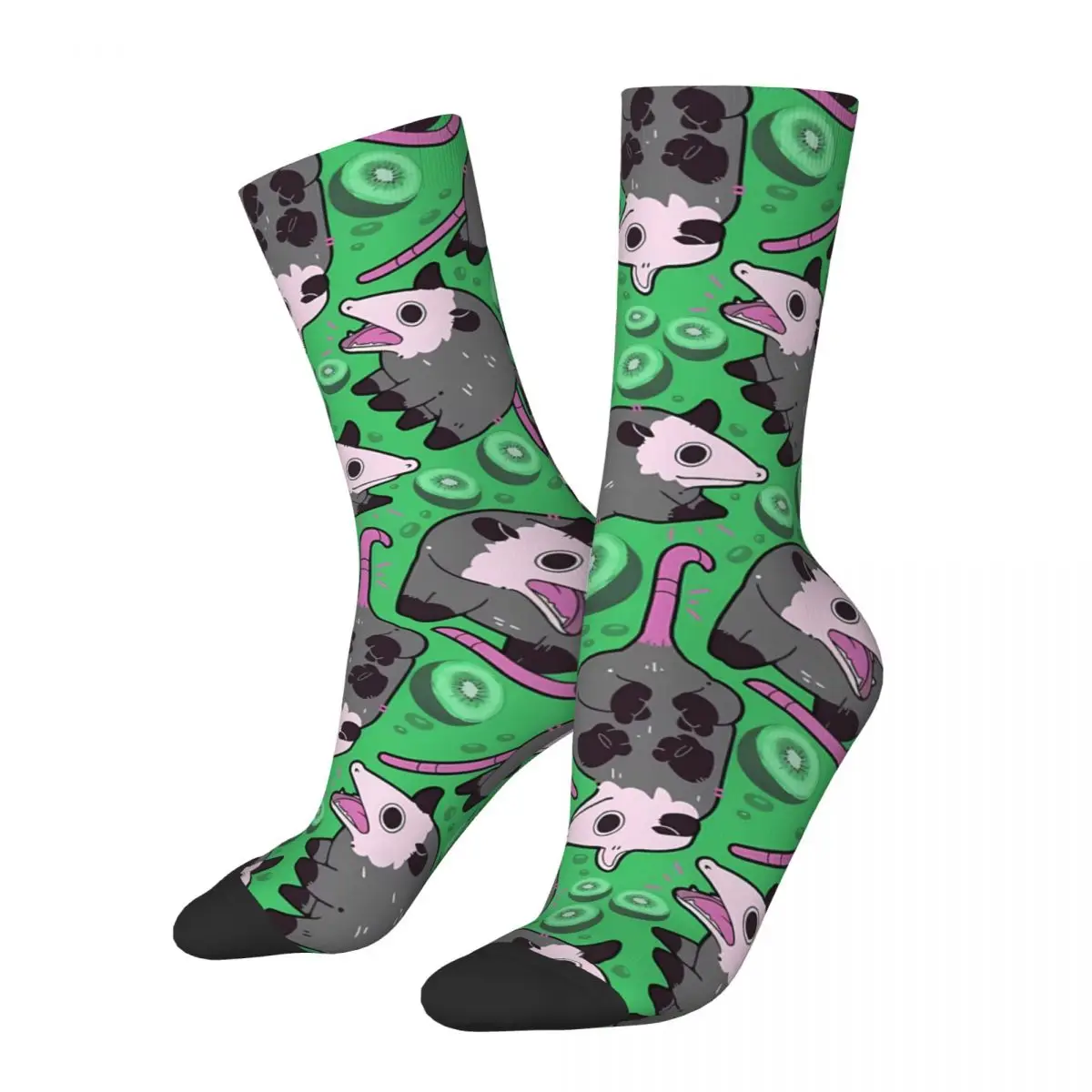 Funny Sock for Men Hip Hop Hip Hop Vintage Opossum Cute Animal Happy Breathable Pattern Printed Boys Crew Sock Seamless Gift