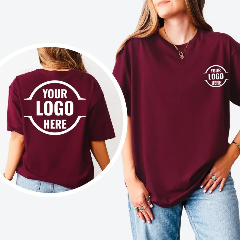 

Customized Business Logo Shirt Women Design Your Text Logo on Front Back T-shirt Personalized Company Working Uniforms Shirt