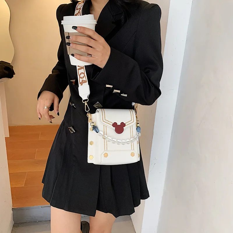 Disney mickey mouse  pu messenger shoulder bag women handbag cartoon Luxury Design  fashion shoulder mobile phone bag