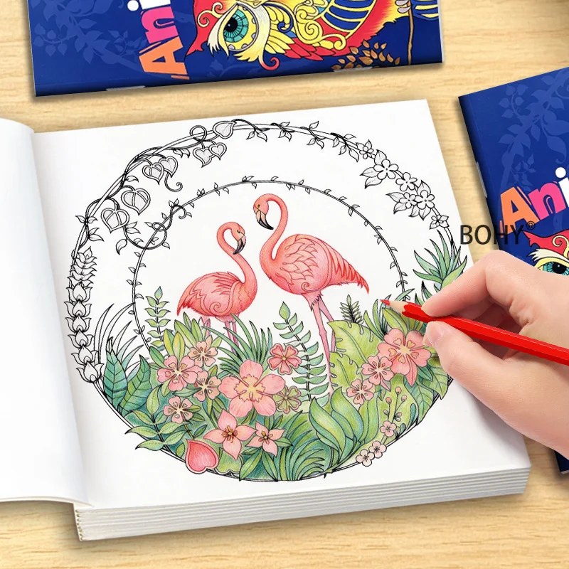 1 Forest Animal Quietly Coloring Album, Include Theme Line Drafts As Foxes/jellyfish/lions and Plant Patterns, Total of 24 Pages