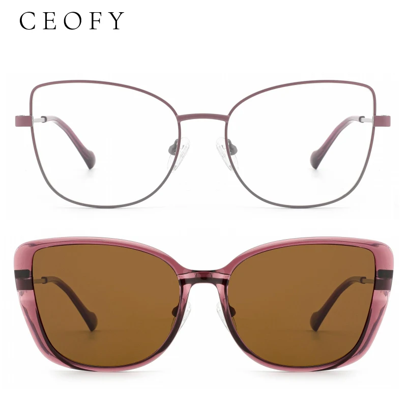 

Мужские очки Ceofy с полуоправой, клипсовые, дизайнерские, оптические, для коррекции близорукости, поляризованные солнцезащитные очки, металлические оправы по рецепту