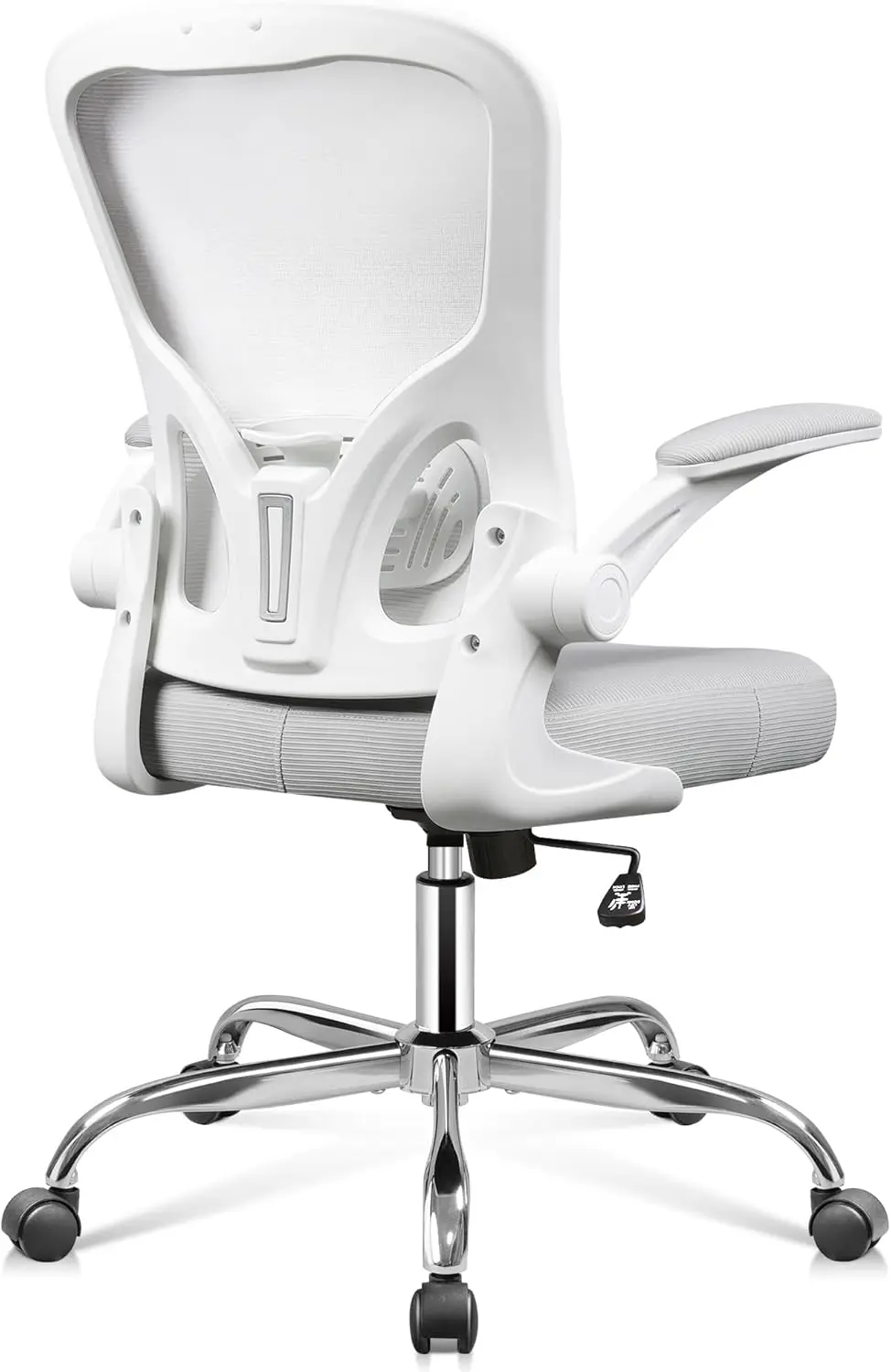 

Office Chair Ergonomic Computer Desk Chair with Flip-up Armrests, Comfy Mesh with Adjustable Lumbar Support, White