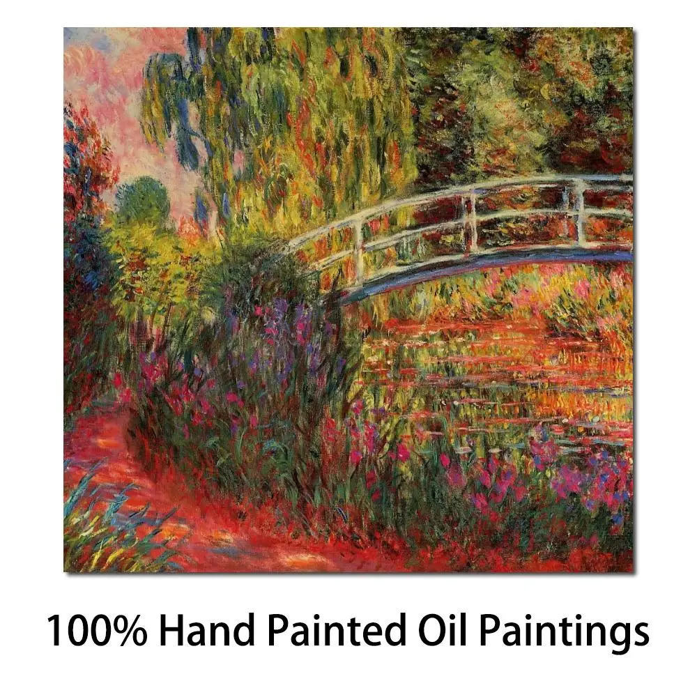 

Landscape Canvas Art Claude Monet Painting the Japanese Bridge Handmade Beautiful Artwork for Bedroom Living Room Wall Decor