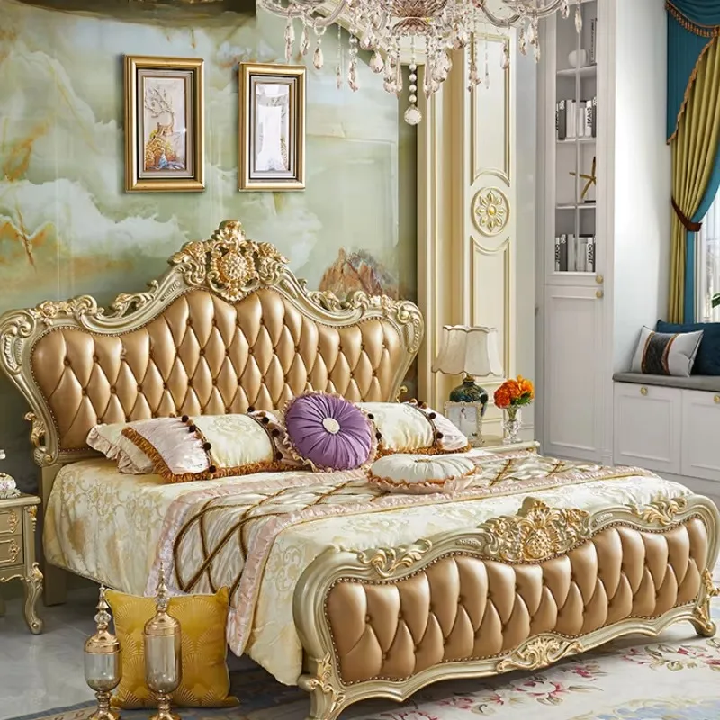 

European Princess Luxury Double Bed Frame Girls Modern Pretty High End Villa Bed Frame Modern Comferter Lit Furniture Home