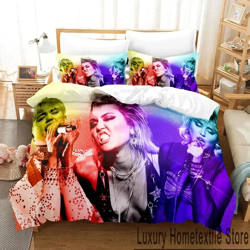 3D Print Miley Cyrus Singer Bedding Set Duvet Cover Bed Set Quilt Cover Pillowcase Comforter king Queen Size Boys Adult Bedding