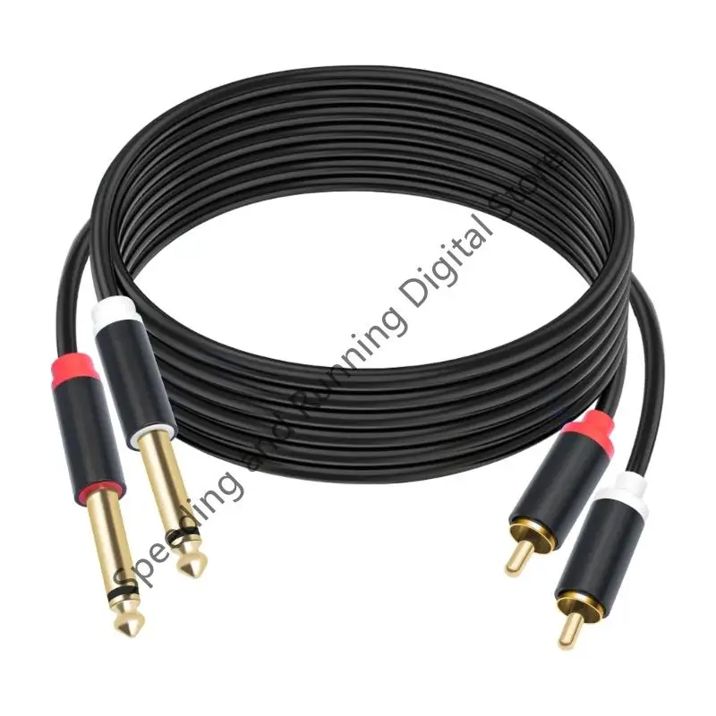 150CM/300CM/500CM Dual 6.35mm To 2RCA Cable Cable For Speaker Guitar Mixers Connector Adapter