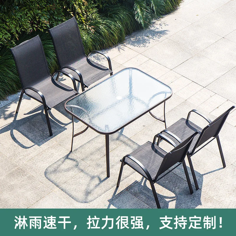 Leisure restaurant bar table and chair combination outdoor Teslinbu chair with umbrella hole table and chair