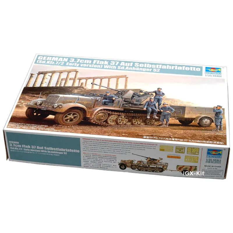 Trumpeter 01525 1/35 German Sd.Kfz.7/2 8T Half Track 3.7cm Self Propelled Anti Aircraft Gun Plastic Assembly Building Model Kit