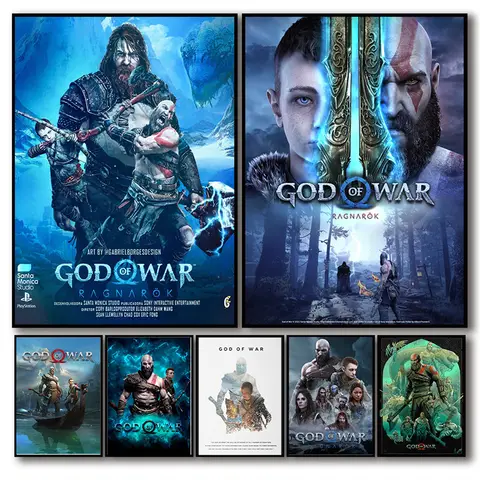2022 God of War Ragnarok Inspired Poster Aesthetics Kratos Gaming Canvas Painting for Wall Art Gamer Room Decor Home Decoration