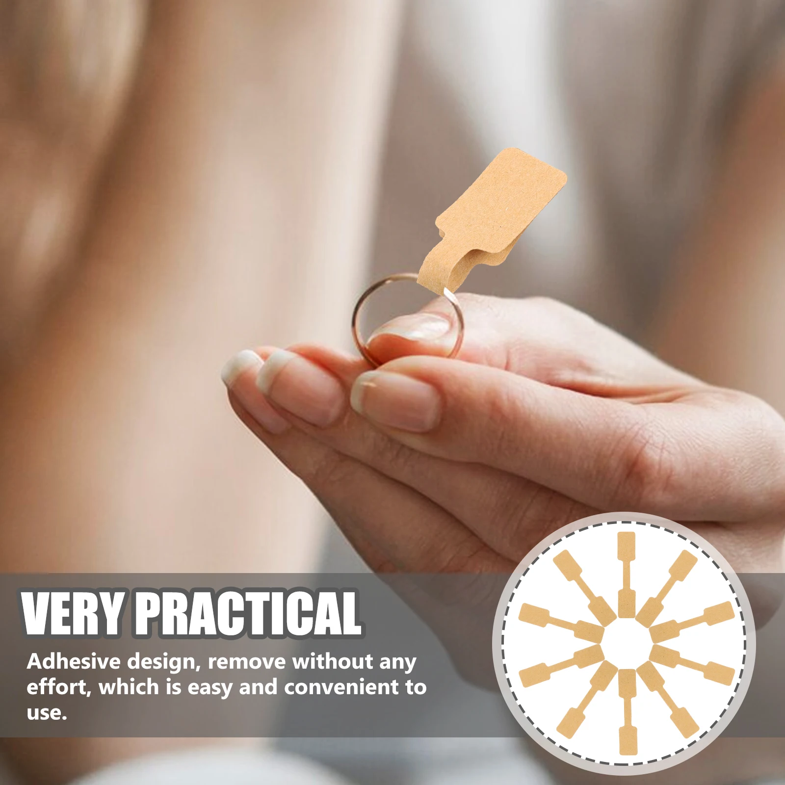 

100 Pcs Jewelry Label Stickers Price Tag Paper Pretty Tags Adhesive Labels Kraft Small for