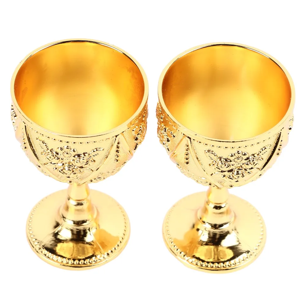 Goblets & Chalices Gold Metal Goblet Zinc Alloy Embossed Shot Glass 30ml Wine Glass For Baptism