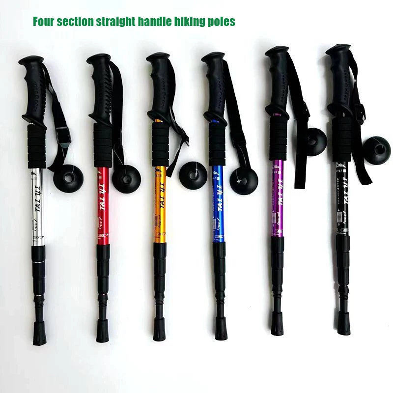 

Aluminum Alloy Adjustable Height 52-110cm Hiking Poles for Outdoor Camping Mountain Climbing Trave lshockproof Straight/T Handle