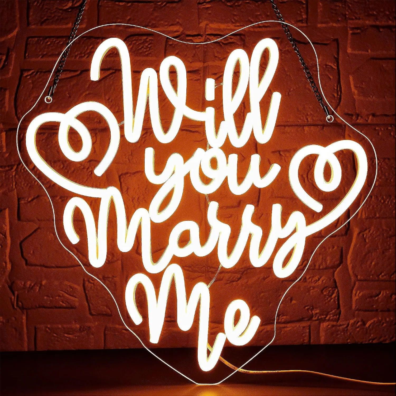Letrero LED de neón con la frase '¿Te casarías conmigo?', luz de pared USB, lámpara romántica para propuesta de matrimonio, decoración de pared para compromiso, boda, dormitorio, regalo.