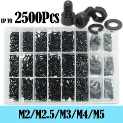 2500 to 400 Black Hex Socket Head Screws Kit M2 M2.5 M3 M4 M5 M6 DIN912 12.9 Allen Screw Nut Steel Button Head Socket Cap Bolts