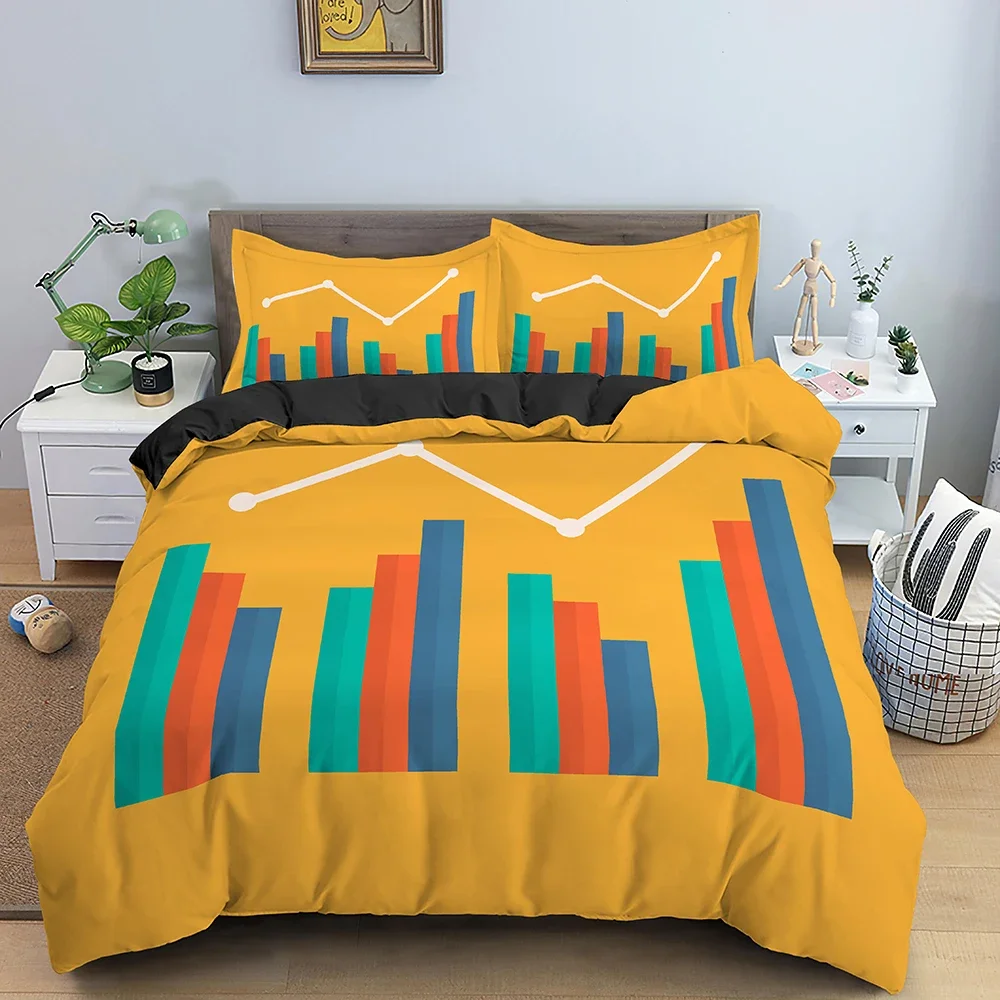 Math Chart Duvet Cover Creative Data Table Stock Market Graphic Design Bedroom Decoration Polyester for Women Children Men Gifts