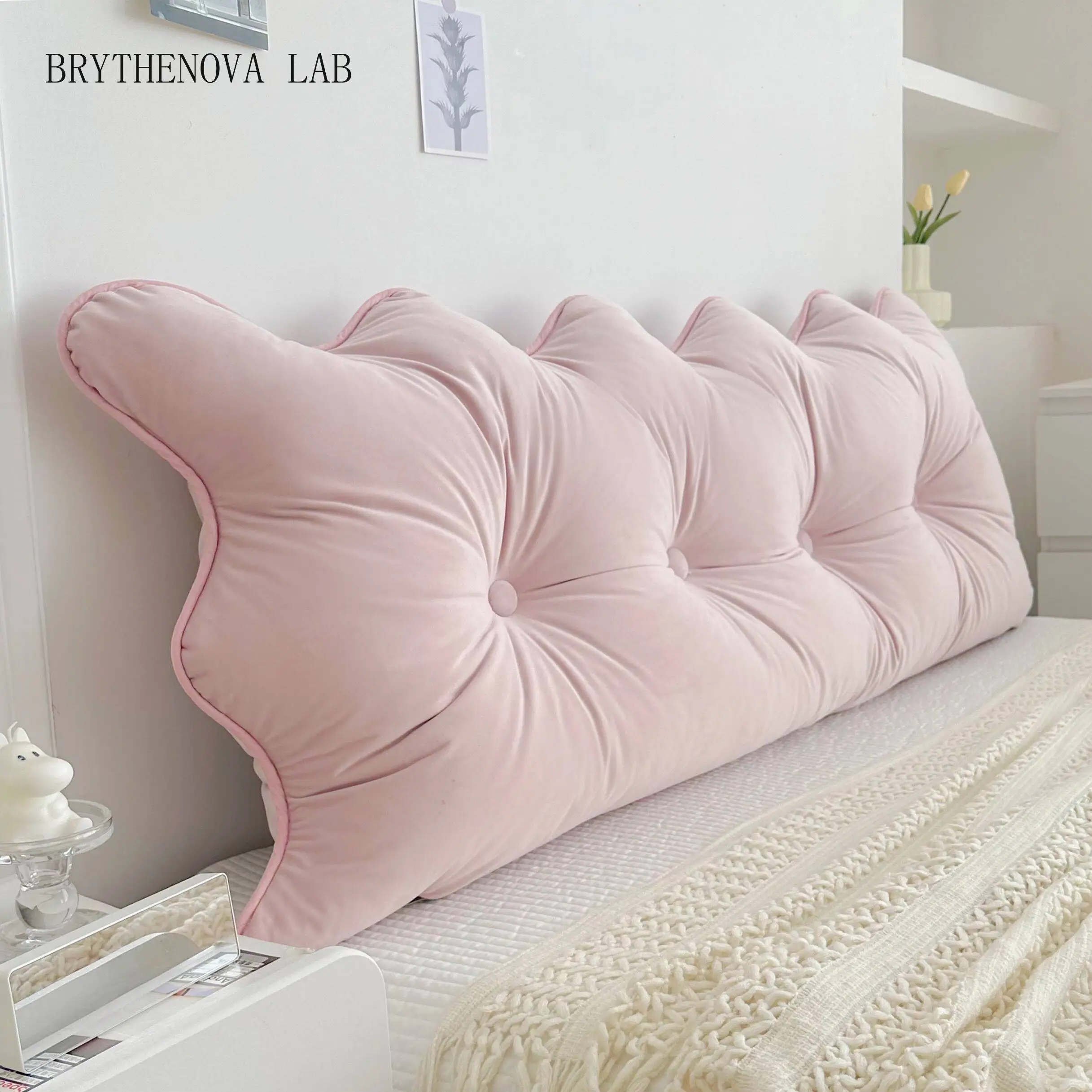 1pc Wave Edge Headboard Cushion Soft Bag Waist Protection Student Pillow Dormitory Sofa Pillows Pink Thick Anti-collision Pad