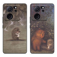 Hedgehog in the Fog Black Cartoon Case For Xiaomi 13T Pro 12T 12 11 Lite NE 11T Pro Redmi Note 12 Pro 11 Pro Plus 12S 11 10S Pro