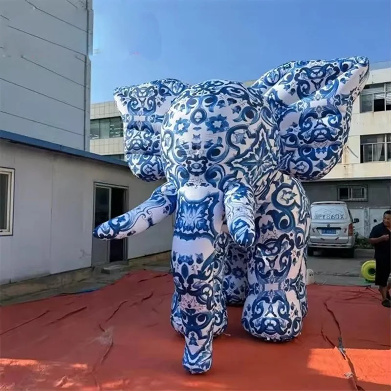 

New Design Blue White Inflatable Elephant, Decoration Inflatable Blue Elephant for Event