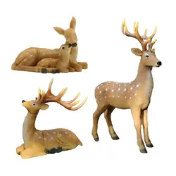Deer Sculpture Decorative Display Lovely Resin Sika Deer Statue Ornament Mini Animal Statue for Park Lawn Multifunctional