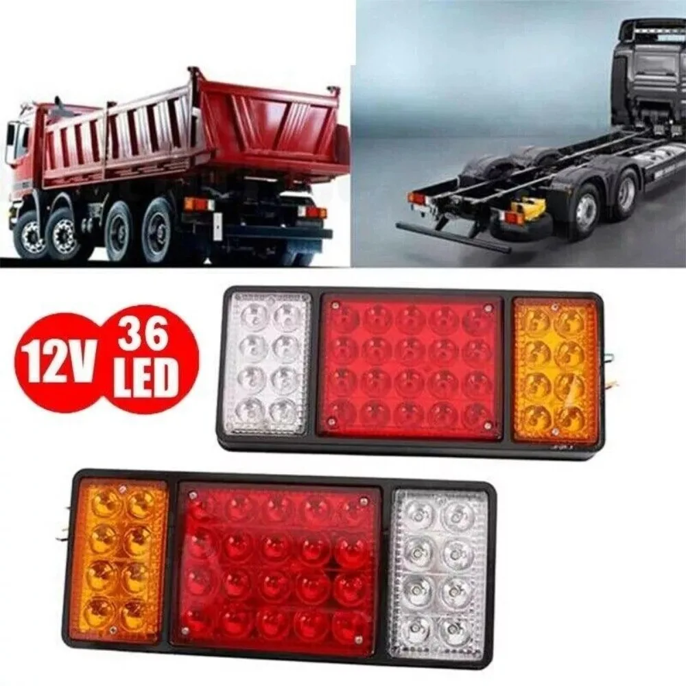 1Pair 12v 36 Led Rear Tail Lights Lamp 4 Function Trailer Caravan Truck Lorry UK