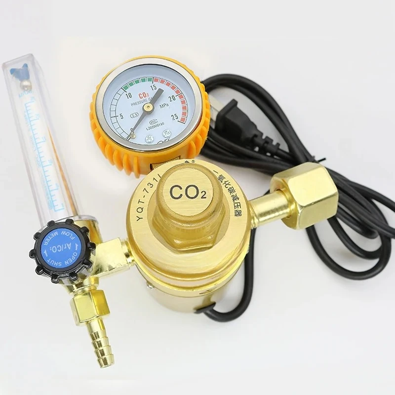 CO2 Pressure Regulator Carbon Dioxide Pressure Reducer Heated Pressure Gauge Meter Flowmeter For MIG/TIG Welding 36/110/220V