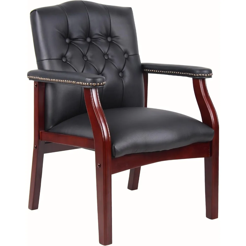 Ivy League Executive Guest Chair, Vinyl, Black