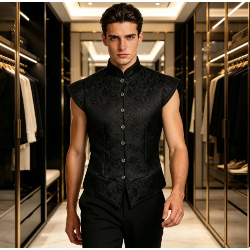 

Vintage Medieval Jacquard Vest – Short Sleeveless – Breathable & Lightweight – Perfect for Halloween Cosplay Stage Performance