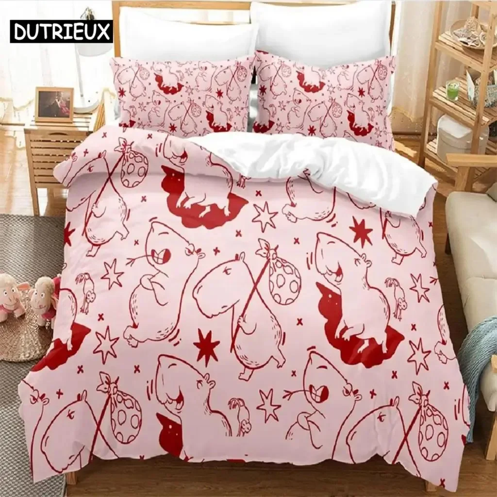 

2023 Kawaii Capybaras Bedding Set Single Twin Full Queen King Size Bed Set Aldult Kid Bedroom Duvetcover Sets 3D bed cover set