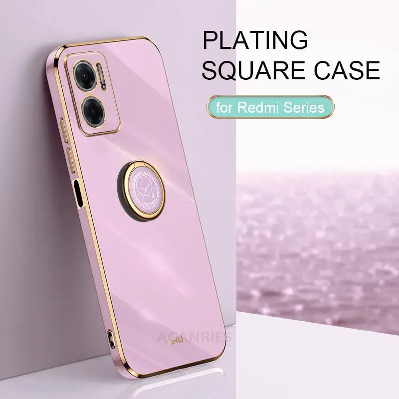 Plating Ring Holder Stand Case For Xiaomi Redmi Note 11E 11R 11 Se 11S 11t Pro Plus 5g 4g Luxury Silicone Cover Note11 E R S T