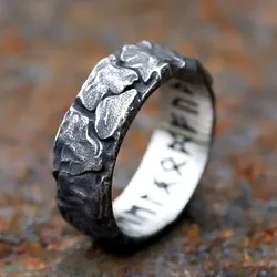 2023 new Stainless Steel Odin Norse Viking Amulet Rune MEN Ring Fashion Words Retro Jewelry free shipping