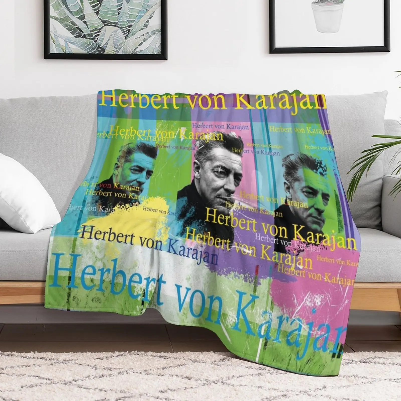 Herbert von Karajan Portrait Throw Blanket Softest cosplay anime Blankets