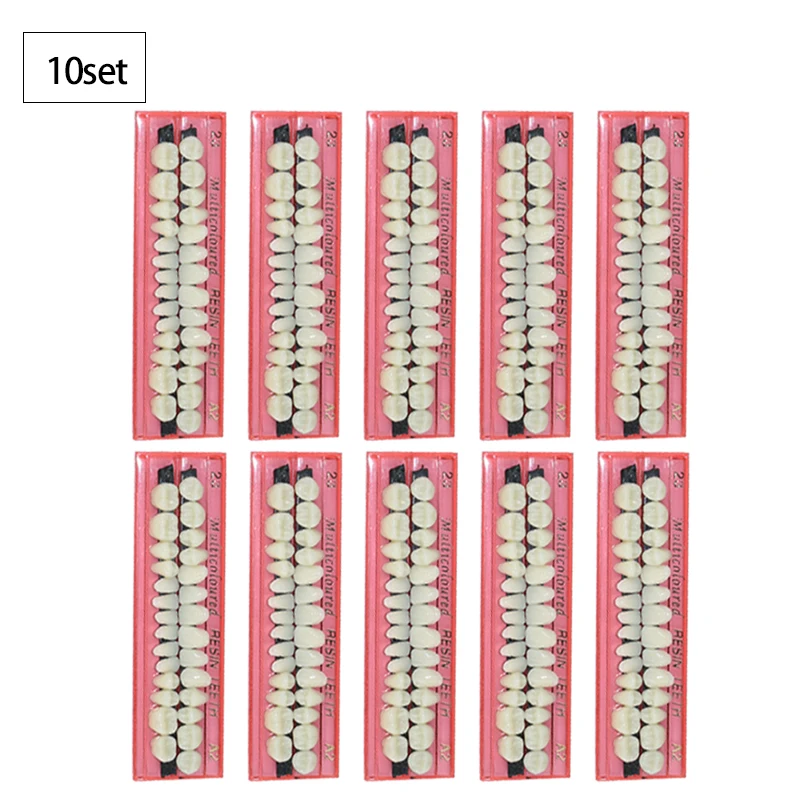 28 Teeth Dental Resin Denture Set 3D Shade Guide Color Comparator Mirror Bleaching Tray Dental Restoration Kit