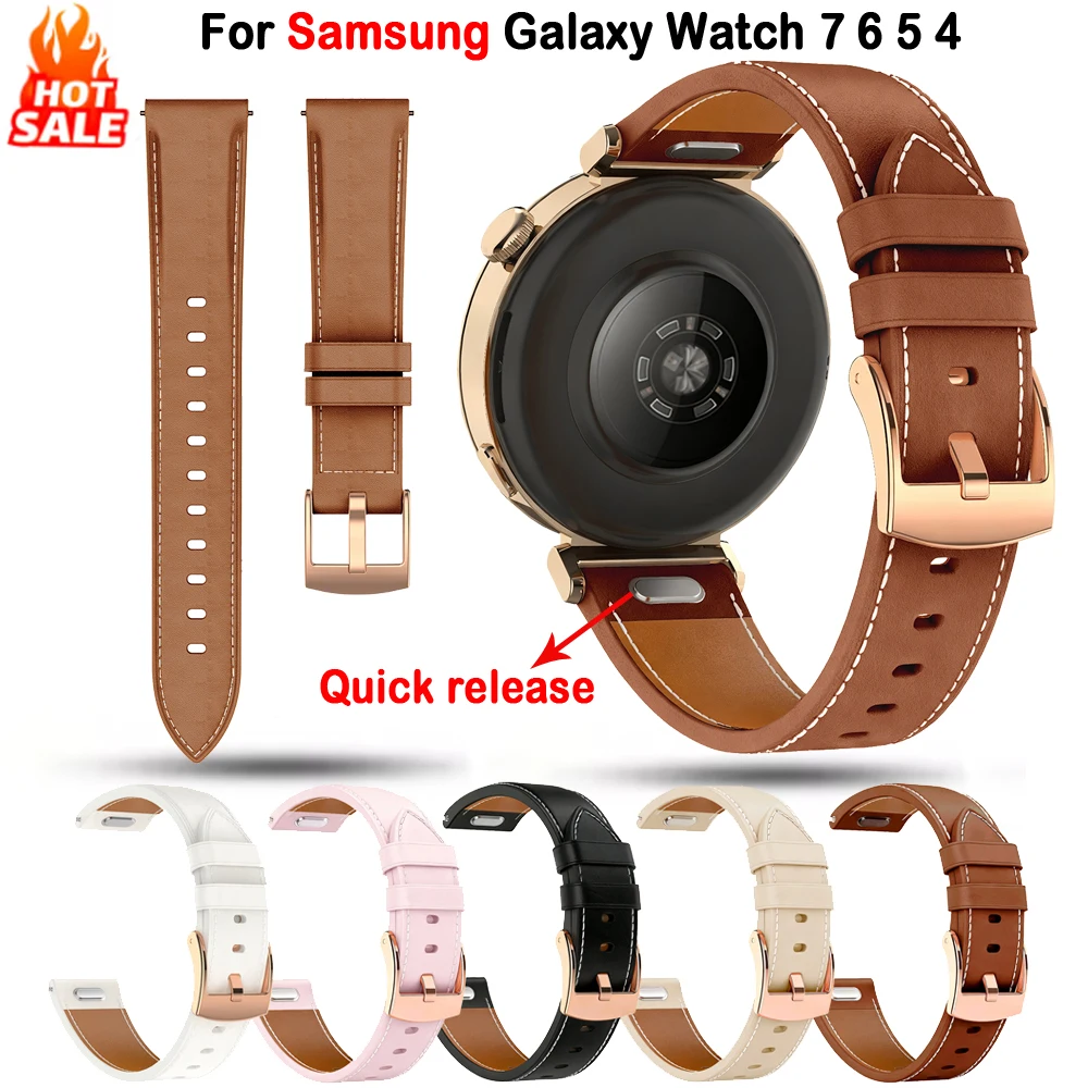 

Быстросъемная кнопка 20 мм Кожаный ремешок для Samsung Galaxy Watch 7 6 5 4 44 мм 40 мм/5 pro браслет Galaxy watch6 4 классический ремешок