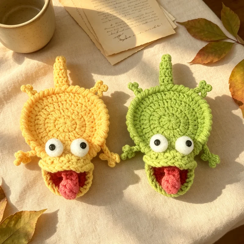 1pc-Handmade Crocheted Lizard Coasters - Fun and Novelty Gift (Random Lizard Stickers) - Available in Two Colors