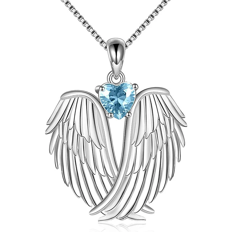 Huitan Engel Flügel Design Frauen Halskette mit Herz Zirkonia romantische Braut Hochzeit Halskette für Party Modeschmuck