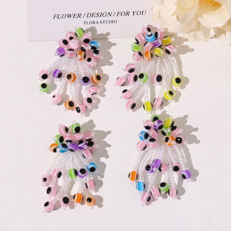 Shoe Charms Sweet Tassel Seed Bead Flower 1 Piece Gentle Korean Dopamine DIY Decor for Girls Clogs Jelly Princess Crystal Shoes