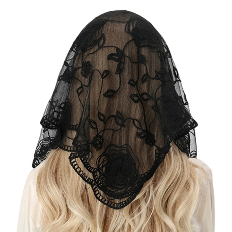 Elegant Lace Mantilla Scarf Church Head Scarf Catholic Bride Scarf Photo Headpiece