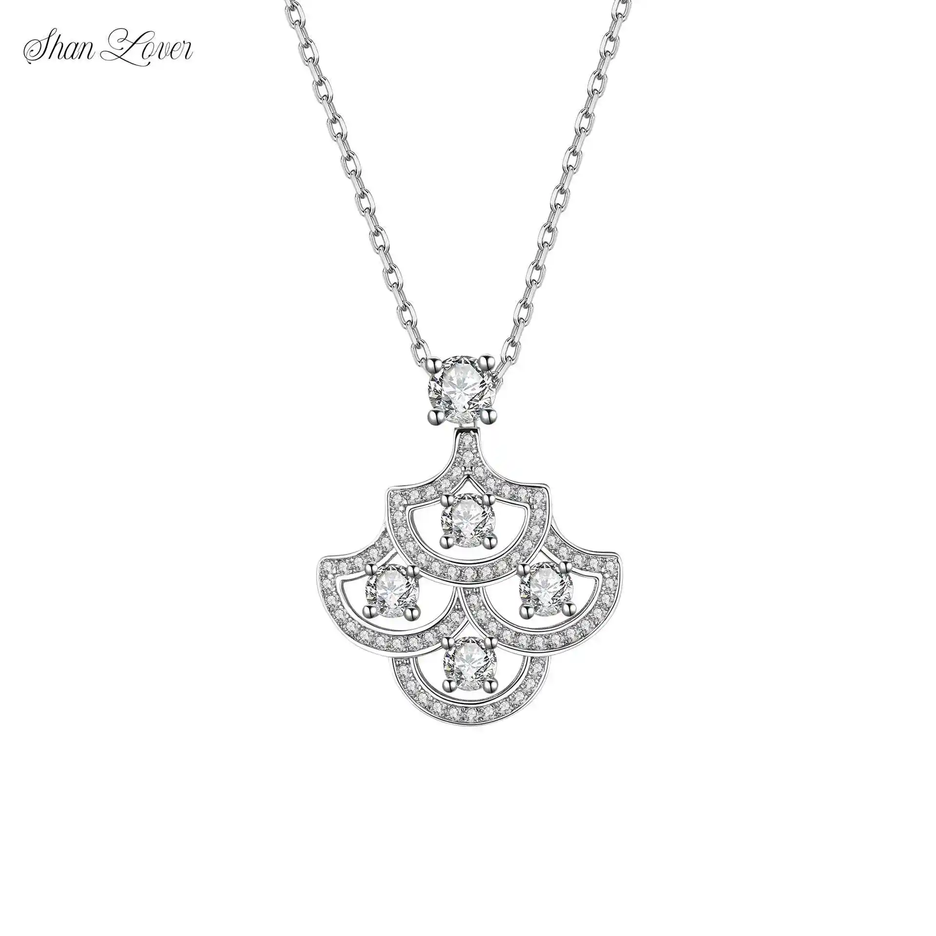 

ShanLover Brand High Grade Real 925 Sterling Silver Pendant Necklace for Women Elegant Jewelry Platinum White Gold Plating Gift