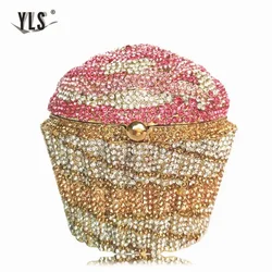 Ladies' Mini Paper Cup Cake Handbag Evening Package Luxury Crystal Bridal Handbag Fashion Cocktail Party Diamond Handbag