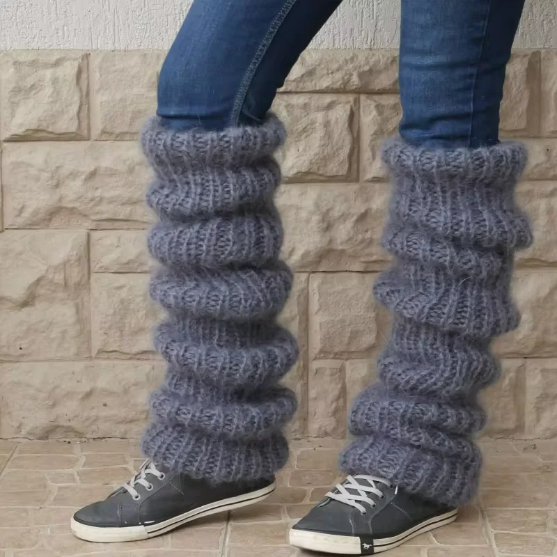 1-4Pairs Mohair Wool Blend Mid Calf Slouch Socks Soft Breathable Y2K Stacked Crew Socks for Women Daily Outfit